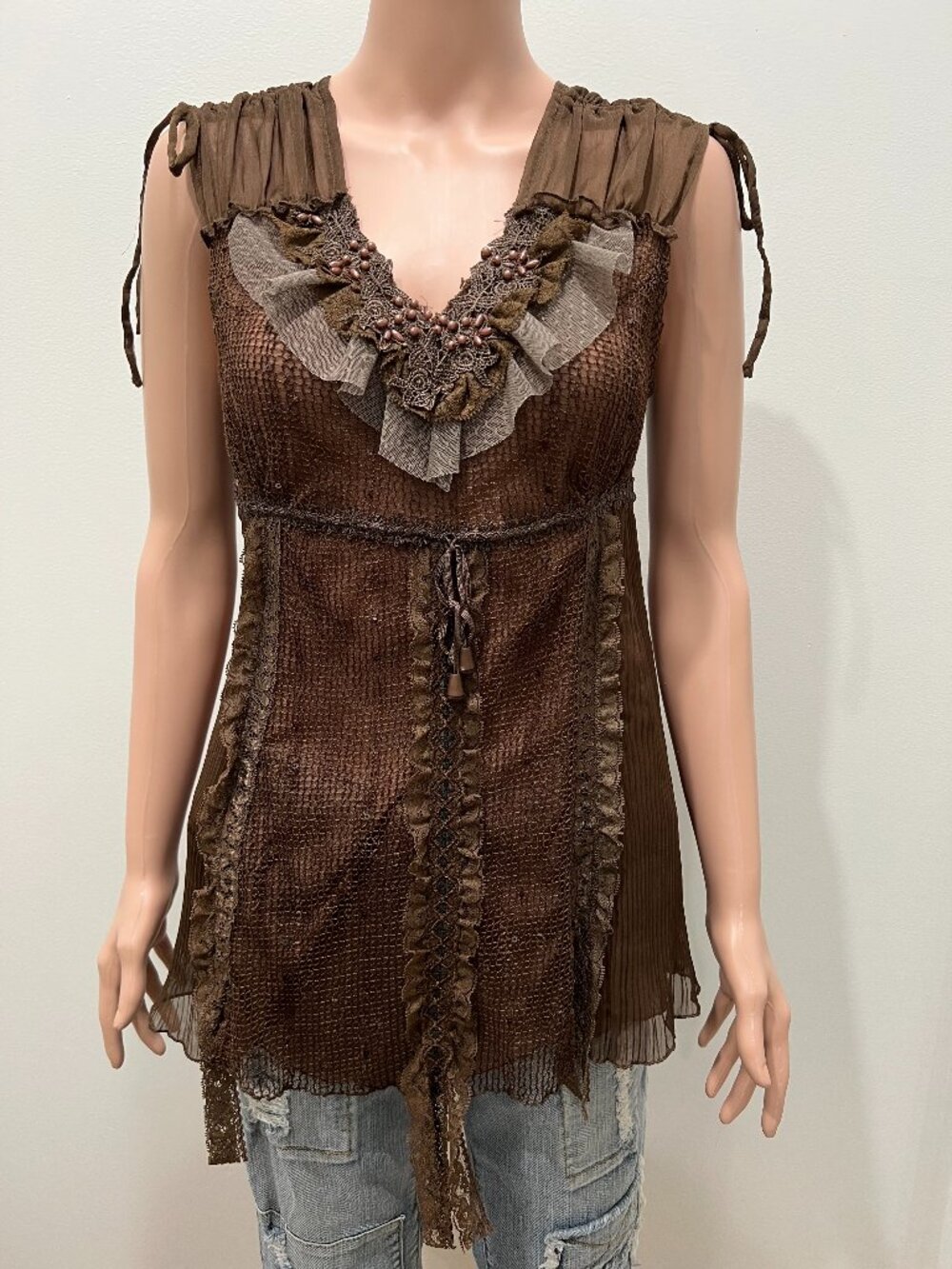 Pretty Angel beaded, lacy, sexy tank top size M